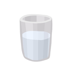 A glass of water on a white background is isolated. Morning glass of water, morning routine. Hand drawn style
