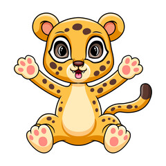 Cute funny baby cheetah sitting