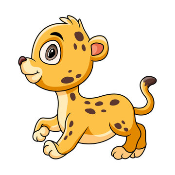 Cute funny cartoon cheetah walking
