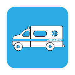 Ambulance emergency car or automobile. Flat cartoon medical vehicle auto