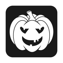 Simple Halloween scary pumpkin with funny face in flat style