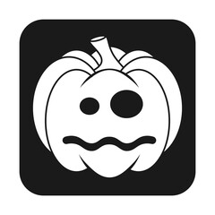 Simple Halloween scary pumpkin with funny face in flat style