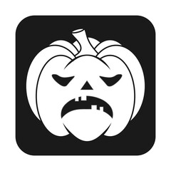 Simple Halloween scary pumpkin with funny face in flat style