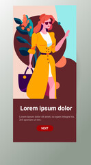 beautiful woman with flowers casual girl in sunglasses mothers day card template vertical portrait