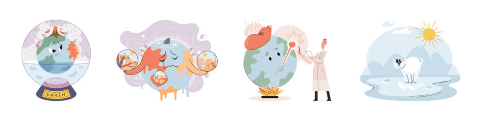 Climate change concept. Global warming metaphor. Nature environment danger, energy business industr, climate change saving planet, air pollution. Temperature rising animal extinction. Environment Day