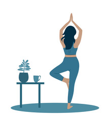 Fototapeta international yoga day. yoga body posture. Woman practicing yoga. vector illustration design obraz