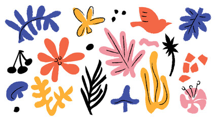 Naklejka premium Abstract elements set. Vector hand drawn illustration. Nature forms.