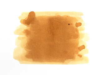 brown old paper background, coffee color texture, hand paint with droplets isolated on white
