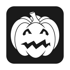 Simple Halloween scary pumpkin with funny face in flat style