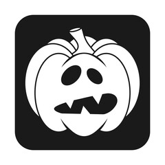 Simple Halloween scary pumpkin with funny face in flat style