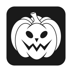 Simple Halloween scary pumpkin with funny face in flat style