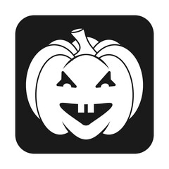 Simple Halloween scary pumpkin with funny face in flat style