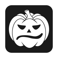 Simple Halloween scary pumpkin with funny face in flat style