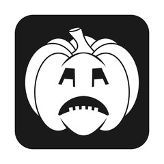 Simple Halloween scary pumpkin with funny face in flat style