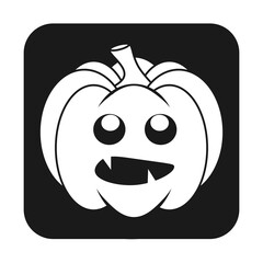 Simple Halloween scary pumpkin with funny face in flat style