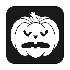 Simple Halloween scary pumpkin with funny face in flat style