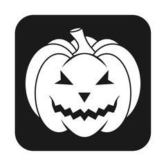 Simple Halloween scary pumpkin with funny face in flat style