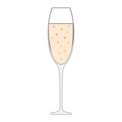 Simple illustration of a glass of champagne for Christmas holiday