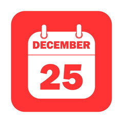 Simple illustration of 25 december calendar icon for Christmas holiday