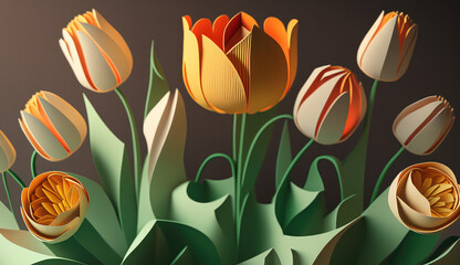 Tulpen im Paper-Art Stil (Generative AI)