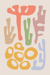 Printable wall art poster print. Hand drawn minimalism design for scandinavian interior. 