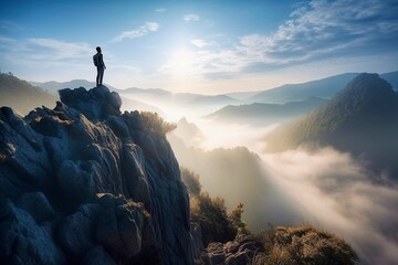 Rock Climber Annapurna Panoramic Views