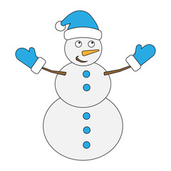 Simple illustration of funny snowman Concept for Christmas holiday