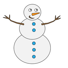 Simple illustration of funny snowman Concept for Christmas holiday
