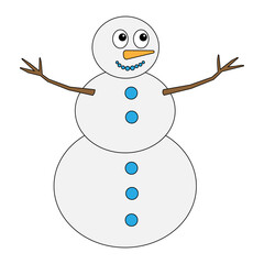 Simple illustration of funny snowman Concept for Christmas holiday