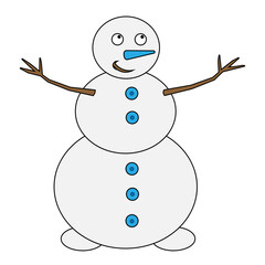 Simple illustration of funny snowman Concept for Christmas holiday
