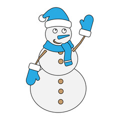Simple illustration of funny snowman Concept for Christmas holiday