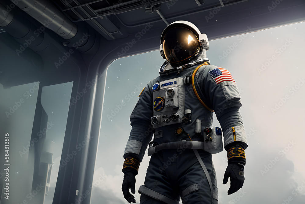 Wall mural astronaut in deep space concept. generative ai