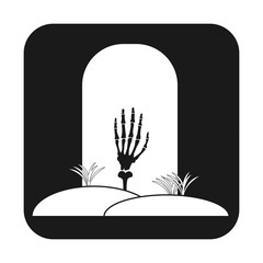 Simple illustration of grave icon with bone of hand Concept for Halloween day