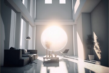 Fototapeta na wymiar bright living room with modern interior decoration for premium feel generative ai