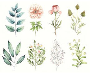 watercolor botanical collection for beautiful backdrops generative ai