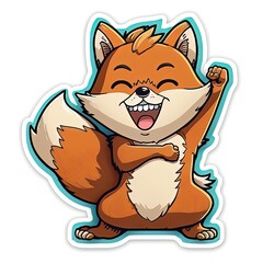 cartoon fox sticker perfect for your forest safari with generative ai technology