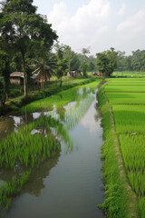 Fototapeta na wymiar Beautiful rice field 