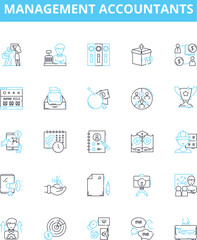 Management accountants vector line icons set. Management, Accountants, CFO, Finance, Controllership, Auditors, Analysts illustration outline concept symbols and signs