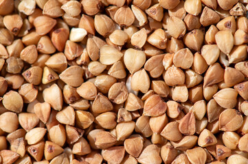 Texture of buckwheat seeds. Directly above