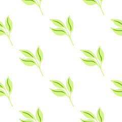 Simple leaves Seamless pattern. Decorative forest leaf endless wallpaper. Organic background.