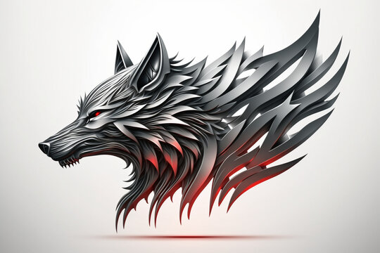 3D White Background Wolf Logo