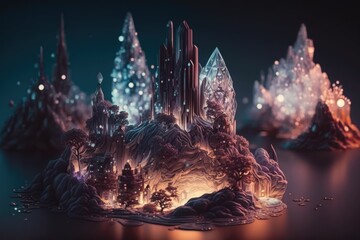 the landscape of the crystal showpiece. Generative AI.