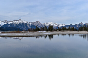 Beautiful view on little mountainous village, Seefeld in Tirol.