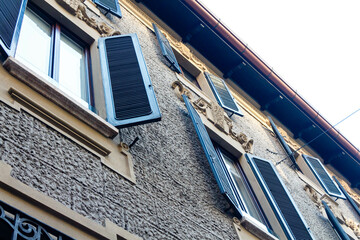 Residential building long angle view in Milan