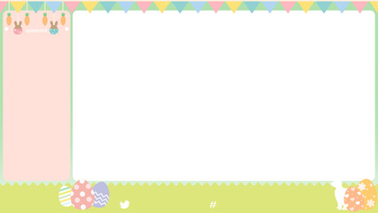 かわいいイースターの配信用オーバーレイ　ゲーム配信画面：緑