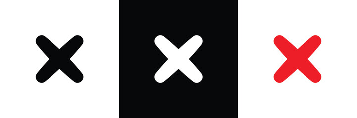 Obraz premium cross mark icon set. wrong icon symbol. delete, close, no icon sign collections, vector illustration