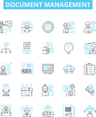 Document management vector line icons set. Document, Management, Organize, Storage, Scan, Records, Paperless illustration outline concept symbols and signs