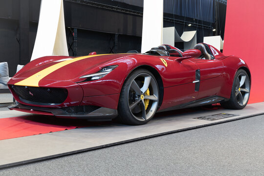 BRUSSELS, BELGIUM-DECEMBER 26, 2022: Ferrari Monza SP2 ("Icona" series) in Autoworld Brussels