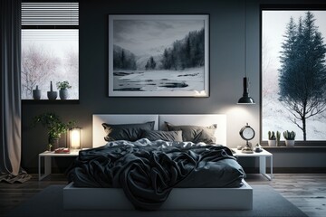 Interior of a moderb bedroom