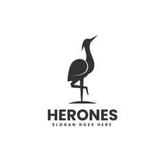 Vector Logo Illustration Heron silhouette Style